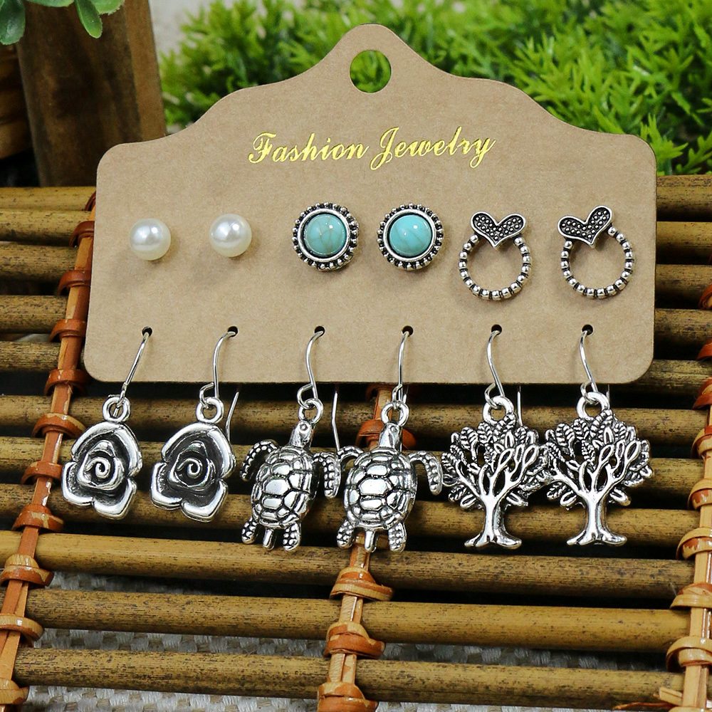 Vintage Style Leaf Turquoise Earrings
